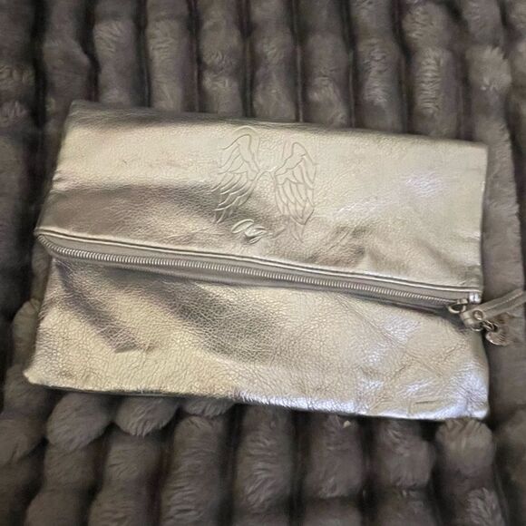 Victorias secret (victoria’s secret,VS) silver foil w/ signature stripe bag - Picture 1 of 7